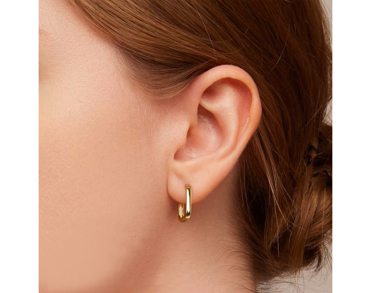 Smooth edges square hoop earrings stainless steel silver gold silver sold by pair