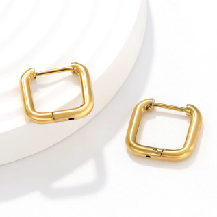 Boucles d'oreilles créoles carrés bords arrondis acier inoxydable argent or argent vendu par paire