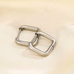 Boucles d'oreilles créoles carrés bords arrondis acier inoxydable argent or argent vendu par paire