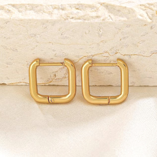 Boucles d'oreilles créoles carrés bords arrondis acier inoxydable argent or argent vendu par paire