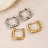 Boucles d'oreilles créoles carrés bords arrondis acier inoxydable argent or argent vendu par paire