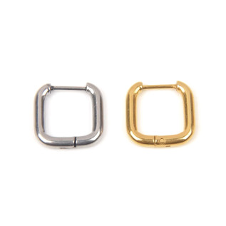 Smooth edges square hoop earrings stainless steel silver gold silver sold by pair
