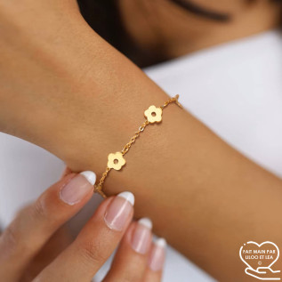 Flower bracelet in gold stainless steel women jewelry