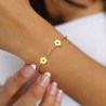 Flower bracelet on gold stainless steel women jewelry