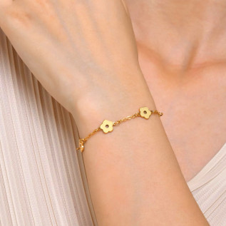 Bracelet fleurs en acier inoxydable or bijou femme