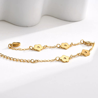 Bracelet fleurs en acier inoxydable or bijou femme