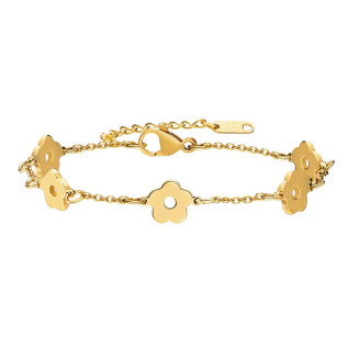 Bracelet fleurs en acier inoxydable or bijou femme