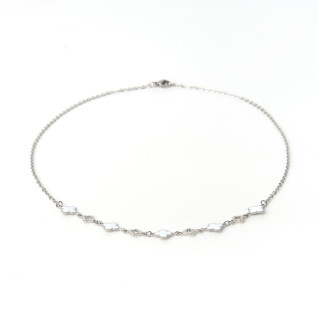 Collier trèfles en émail blancs et trèfles creux sur acier inoxydable argent or cadeau femme