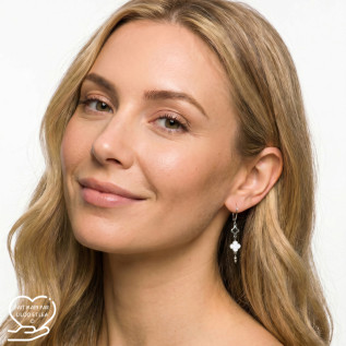 Leverback earrings with white enamel and hollow clover pendants on stainless steel silver and gold sold in pairs