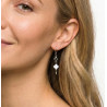 Boucles d'oreilles dormeuses trèfles blancs en émail et trèfles creux sur acier inoxydable argent or vendues par paire