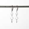 Leverback earrings with white enamel and hollow clover pendants on stainless steel silver and gold sold in pairs