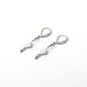 Leverback earrings with white enamel and hollow clover pendants on stainless steel silver and gold sold in pairs