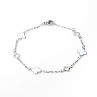 White enamel  and hollow clover bracelet on stainless steel silver and gold women jewelry