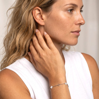 White enamel  and hollow clover bracelet on stainless steel silver and gold women jewelry