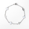 White enamel  and hollow clover bracelet on stainless steel silver and gold women jewelry