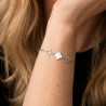 Bracelet trèfle blanc en émail et deux trèfles creux sur acier inoxydable argent or bijou femme
