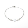 Bracelet trèfle blanc en émail et deux trèfles creux sur acier inoxydable argent or bijou femme