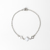 Bracelet trèfle blanc en émail et deux trèfles creux sur acier inoxydable argent or bijou femme