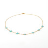 Turquoise enamel clover necklace on silver or gold stainless steel woman gift