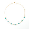 Turquoise enamel clover necklace on silver or gold stainless steel woman gift