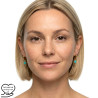 Boucles d'oreilles petites créoles et trèfles turquoise en émail sur acier inoxydable argent or vendues par paire