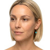 Boucles d'oreilles petites créoles et trèfles turquoise en émail sur acier inoxydable argent or vendues par paire