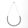 Collier perles Miyuki marron vert bleu et rondelles hématite sur acier inoxydable argent or cadeau femme