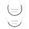 Collier perles Miyuki marron vert bleu et rondelles hématite sur acier inoxydable argent or cadeau femme