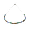 Hematite discs and brown blue green Miyuki beads necklace on silver or gold stainless steel woman gift