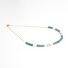 Hematite discs and blue-green white Miyuki beads necklace on silver or gold stainless steel woman gift