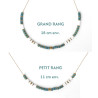 Hematite discs and blue-green white Miyuki beads necklace on silver or gold stainless steel woman gift