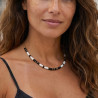 Hematite discs and black white Miyuki beads necklace on silver or gold stainless steel woman gift