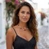Collier perles Miyuki noir blanc et rondelles hématite sur acier inoxydable argent or cadeau femme