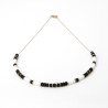 Hematite discs and black white Miyuki beads necklace on silver or gold stainless steel woman gift
