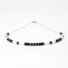 Collier perles Miyuki noir blanc et rondelles hématite sur acier inoxydable argent or cadeau femme
