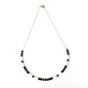 Collier perles Miyuki noir blanc et rondelles hématite sur acier inoxydable argent or cadeau femme