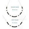 Collier perles Miyuki noir blanc et rondelles hématite sur acier inoxydable argent or cadeau femme