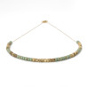 Collier perles Miyuki tons beige et kaki et rondelles hématite sur acier inoxydable argent or cadeau femme