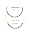 Collier perles Miyuki tons beige et kaki et rondelles hématite sur acier inoxydable argent or cadeau femme