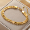 Bracelet maille large et plate en acier inoxydable or argent bijou femme