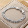 Bracelet maille large et plate en acier inoxydable or argent bijou femme