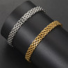 Bracelet maille large et plate en acier inoxydable or argent bijou femme