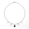 Collier trèfle noir blanc et creux sur acier inoxydable argent cadeau collier femme