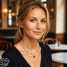 Collier trèfle noir blanc et creux sur acier inoxydable or cadeau collier femme
