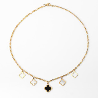 Black white and hollow clover necklace on gold stainless steel woman necklace gift