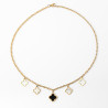 Collier trèfle noir blanc et creux sur acier inoxydable or cadeau collier femme