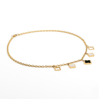 Black white and hollow clover necklace on gold stainless steel woman necklace gift