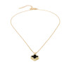 Double-sided black white clover necklace cubic zirconia on gold stainless steel woman necklace gift