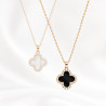 Double-sided black white clover necklace cubic zirconia on gold stainless steel woman necklace gift
