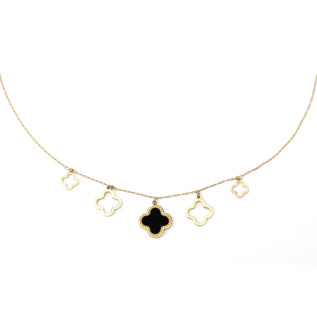 Black and hollow clover pendant necklace on gold stainless steel woman necklace gift